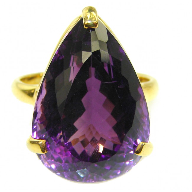 Purple Beauty Amethyst 14K Gold over .925 Sterling Silver Handcrafted Large Ring size 7 1/4
