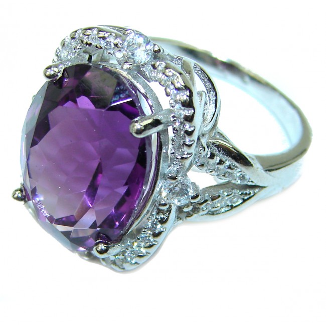 Spectacular 14.5 carat Amethyst .925 Sterling Silver Handcrafted Ring size 9