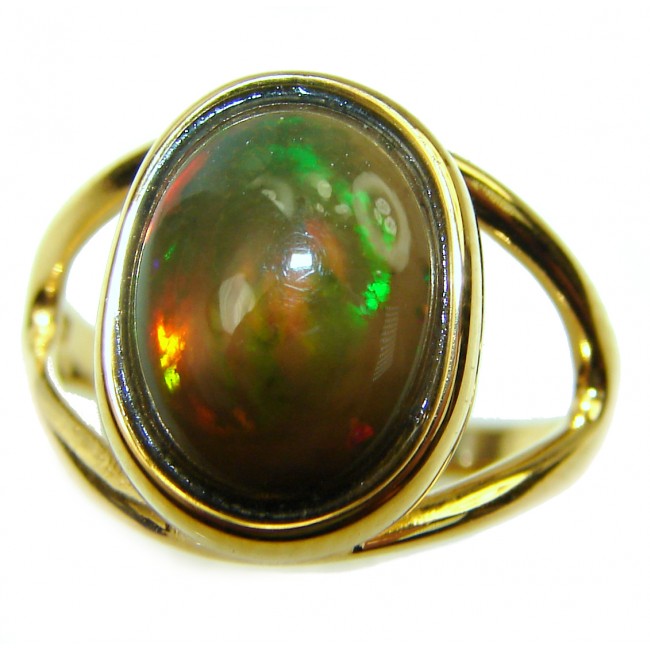 A Cosmic Power Genuine 7.5 carat Black Opal 18K Gold over .925 Sterling Silver handmade Ring size 7 1/4