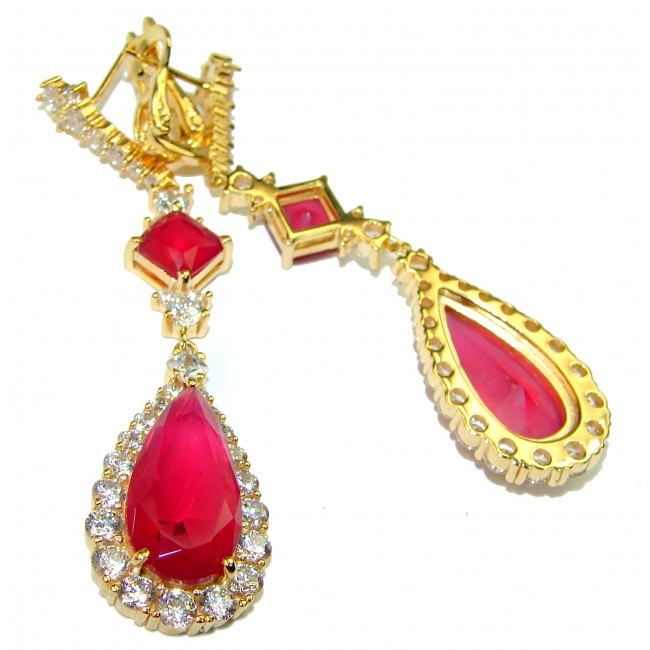 Mademoiselle Ruby 18K Gold over .925 Sterling Silver handcrafted earrings