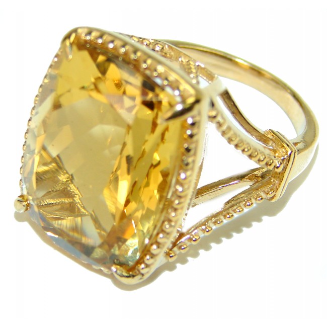 Authentic Citrine 14K Gold over .925 Sterling Silver handmade Cocktail Ring s. 7