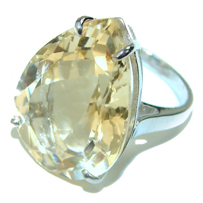 28.8 carat Genuine Lemon Quartz .925 Sterling Silver handcrafted ring size 8