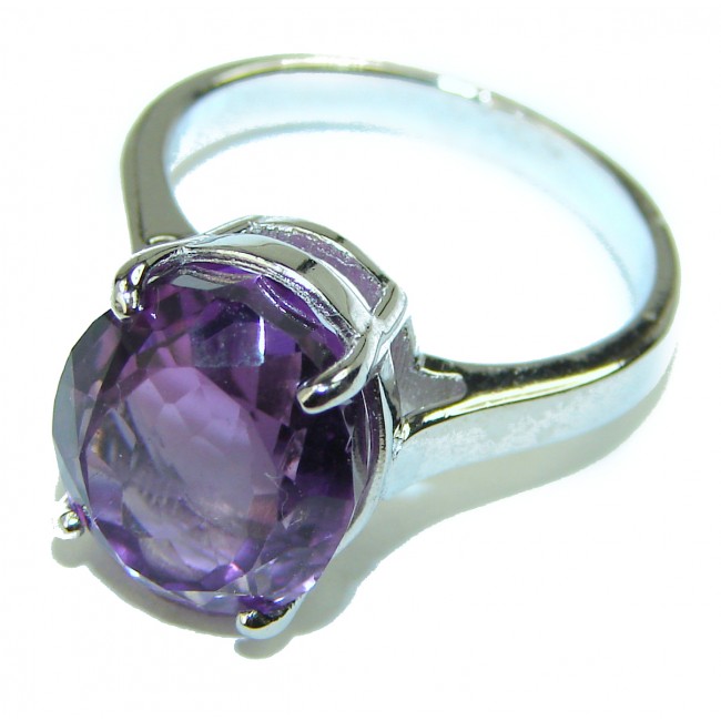 Spectacular 7.5 carat Amethyst .925 Sterling Silver Handcrafted Ring size 7