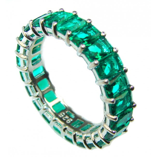 My Love Emerald .925 Sterling Silver Eternity Ring size 8