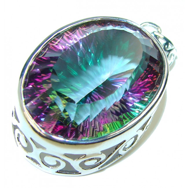 48.5 carat oval cut Mystic Topaz .925 Sterling Silver handcrafted Pendant