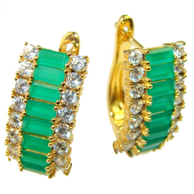 Incredible genuine Emerald 14K Gold over .925 Sterling Silver handcrafted Earrings
