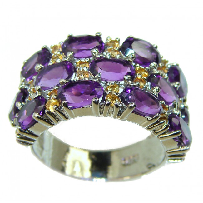 Spectacular 14.5 carat Amethyst .925 Sterling Silver Handcrafted Ring size 8