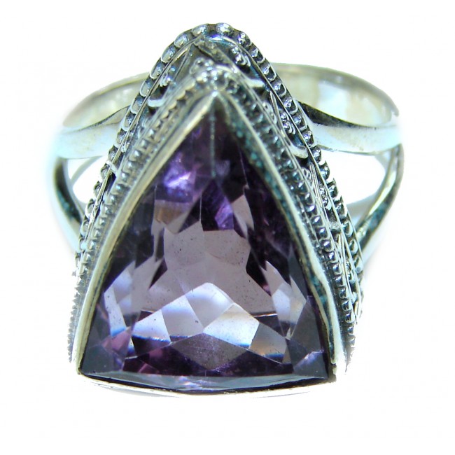 Spectacular 11.5 carat Amethyst .925 Sterling Silver Handcrafted Ring size 9