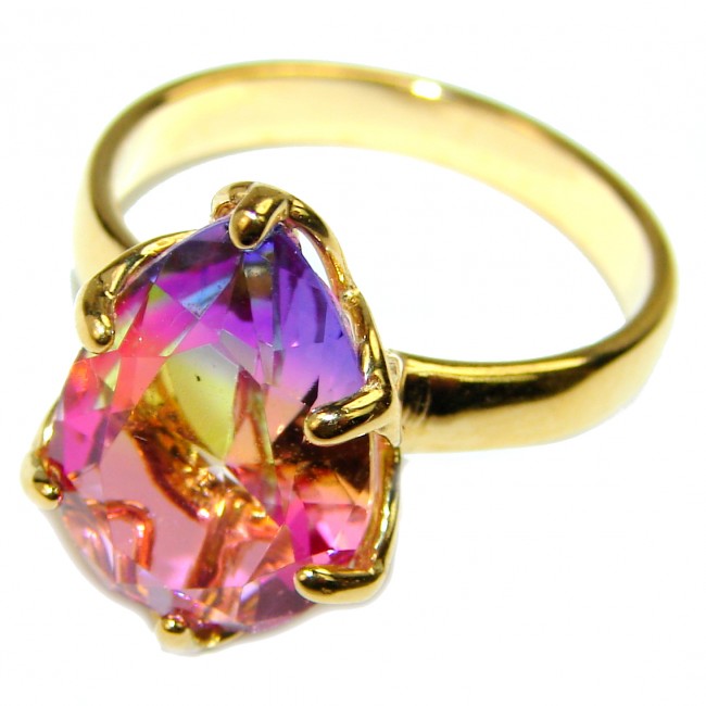 Incredible Ametrine 14K Gold over .925 Sterling Silver handcrafted Ring s. 7