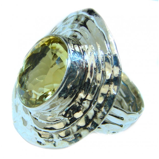 Huge Citrine .925 Sterling Silver handmade Ring s. 8 1/4