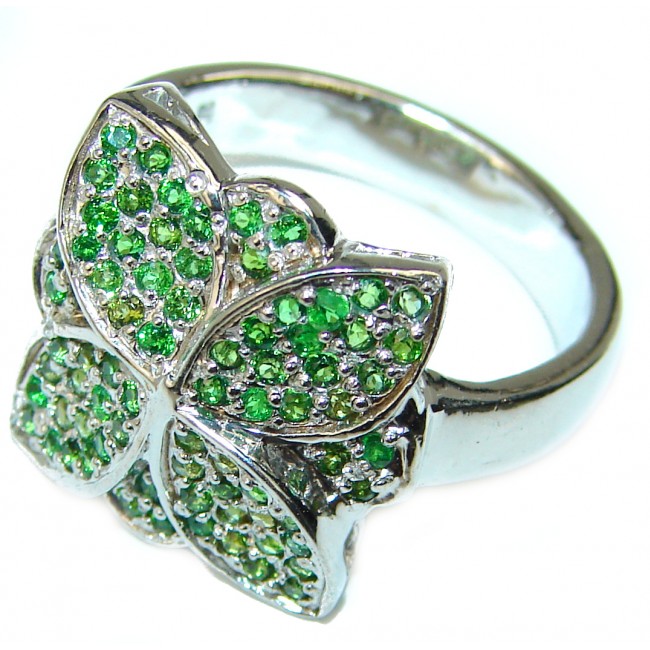 Special Chrome Diopside .925 Sterling Silver handmade ring s. 8 3/4