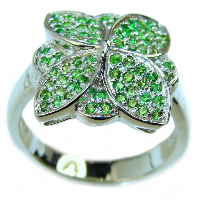 Special Chrome Diopside .925 Sterling Silver handmade ring s. 8 3/4