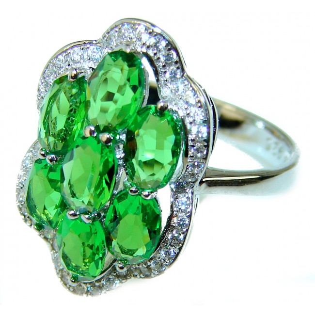 Excellent quality Green chrome diopside .925 Sterling Silver ring size 8