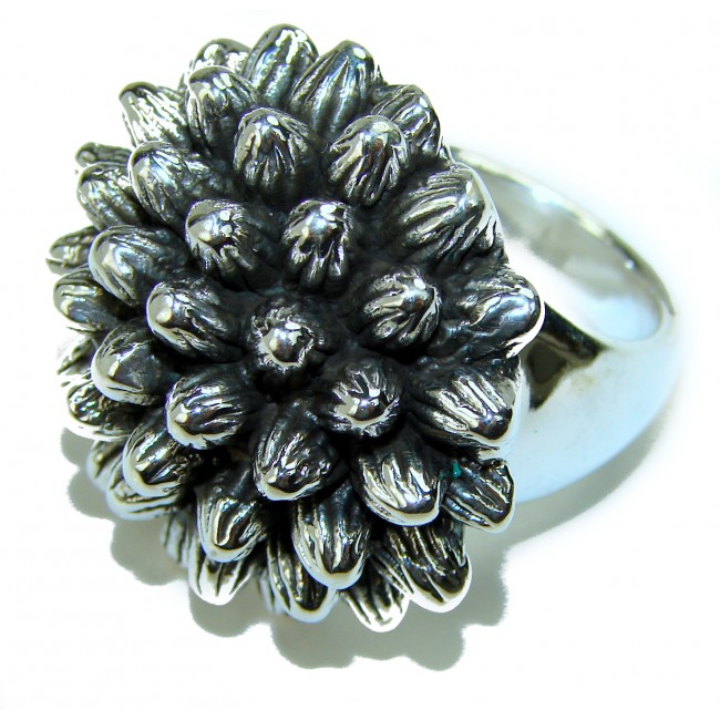 Large Flower Bali made .925 Sterling Silver handcrafted Ring s. 8 1/4