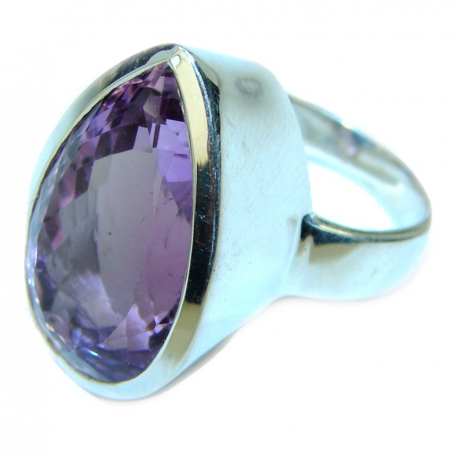 Spectacular 22.5 carat Amethyst .925 Sterling Silver Handcrafted Ring size 5