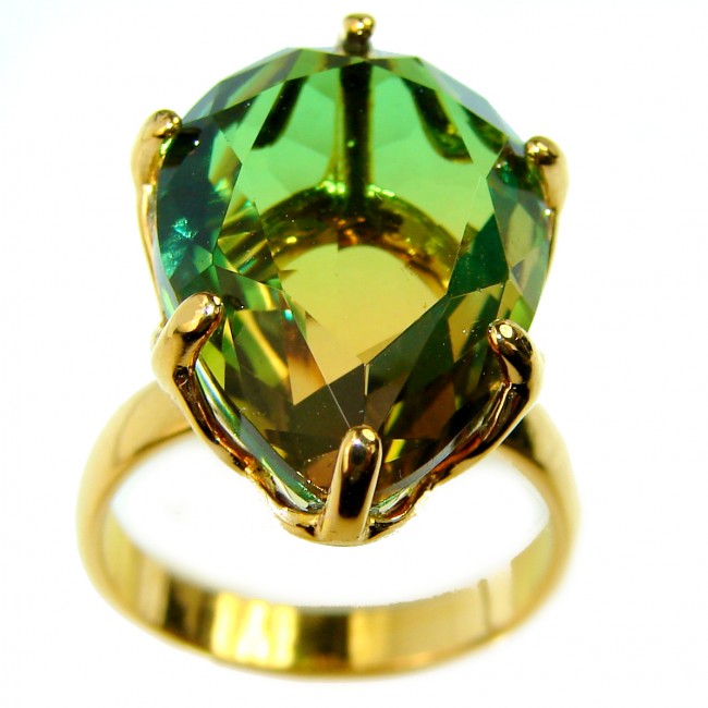 15.2 carat Brazilian Tourmaline 18K Gold over .925 Sterling Silver Perfectly handcrafted Ring s. 5 1/4