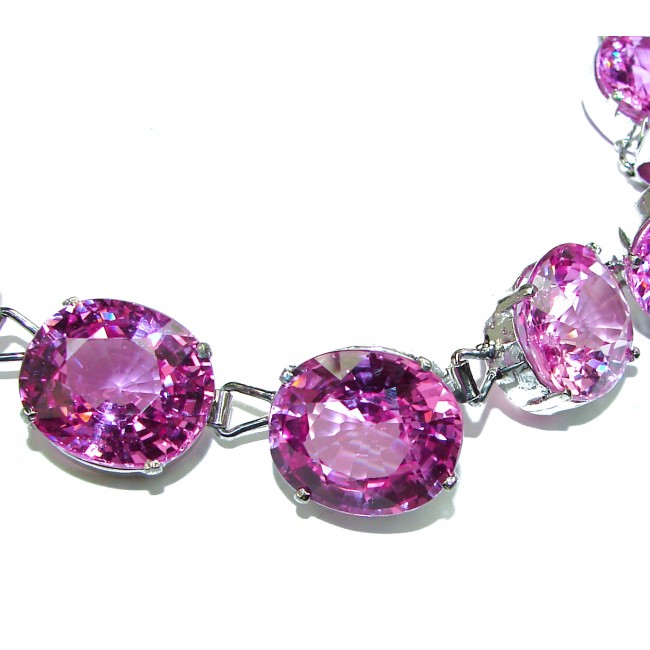 Bridgette 128.2 grams Huge Electric Pink Topaz .925 Sterling Silver handcrafted necklace