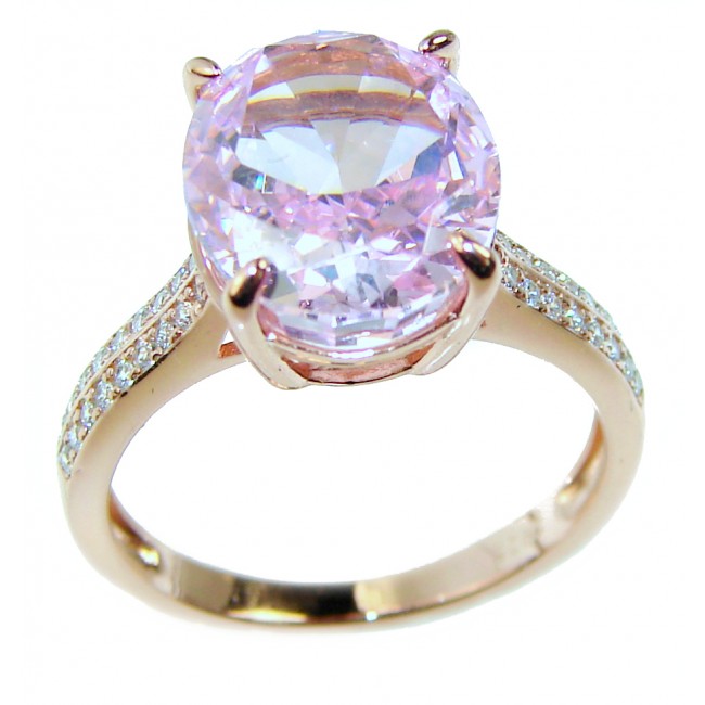 Incredible Pink Topaz 18Kt Rose Gold over .925 Silver handcrafted Cocktail Ring s. 7