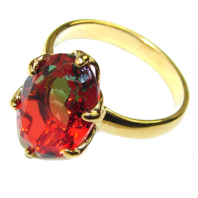 12.2 carat Brazilian Tourmaline 18K Gold over .925 Sterling Silver Perfectly handcrafted Ring s. 7 3/4