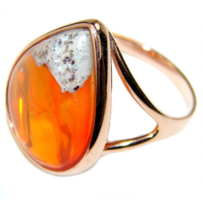 DOWNTOWN NIGHTS Genuine 15.9 carat Mexican Opal 18K Gold over .925 Sterling Silver handmade Ring size 7 1/4
