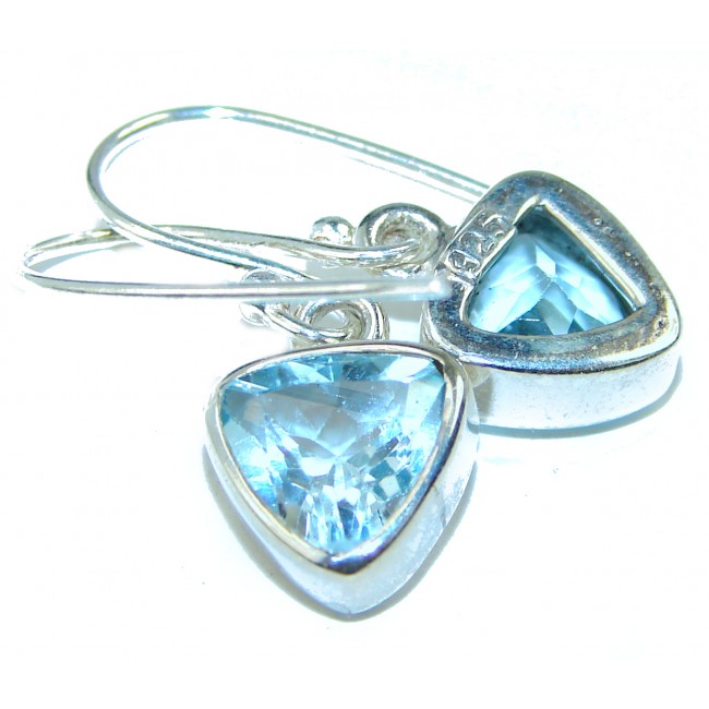 Amazing authentic Swiss Blue Topaz .925 Sterling Silver earrings