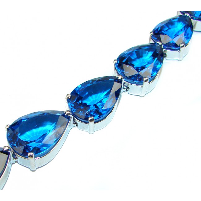 Blue Brilliance London Blue Topaz .925 Sterling Silver handcrafted Bracelet