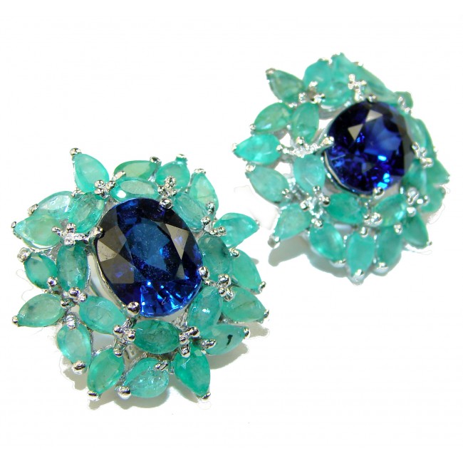 SOUTHERN STAR London Blue Topaz Emerald .925 Sterling Silver handcrafted earrings