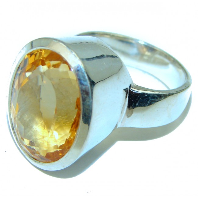 Authentic Citrine .925 Sterling Silver handmade Cocktail Ring s. 5 1/2