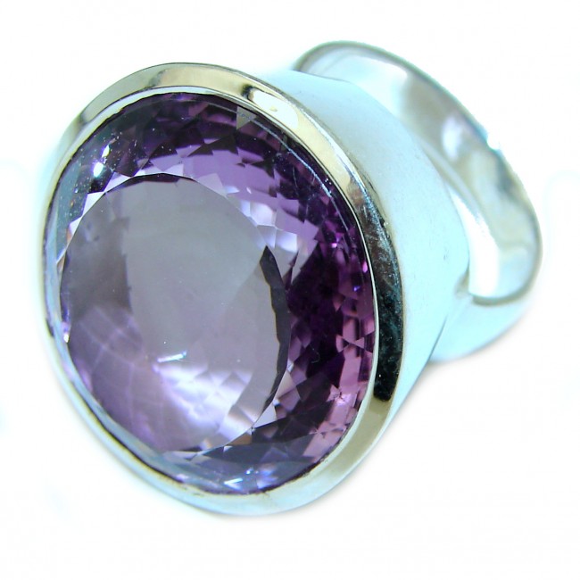 45.5 CT Spectacular Amethyst.925 Sterling Silver Handcrafted Large Ring size 6