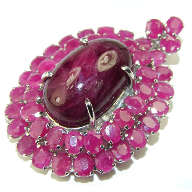 Precious Treasure Genuine Kasmir Ruby .925 Sterling Silver handmade Pendant - Brooch