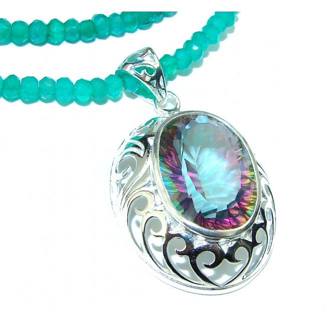 Exquisite Beauty authentic Magic Topaz Jade .925 Sterling Silver handcrafted necklace
