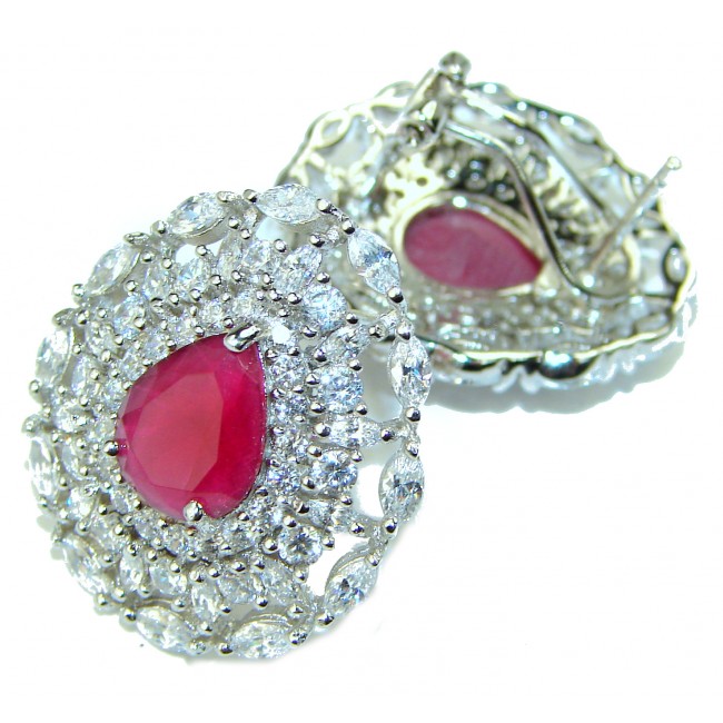 Spectacular 12.5 carat Ruby .925 Sterling Silver handcrafted earrings
