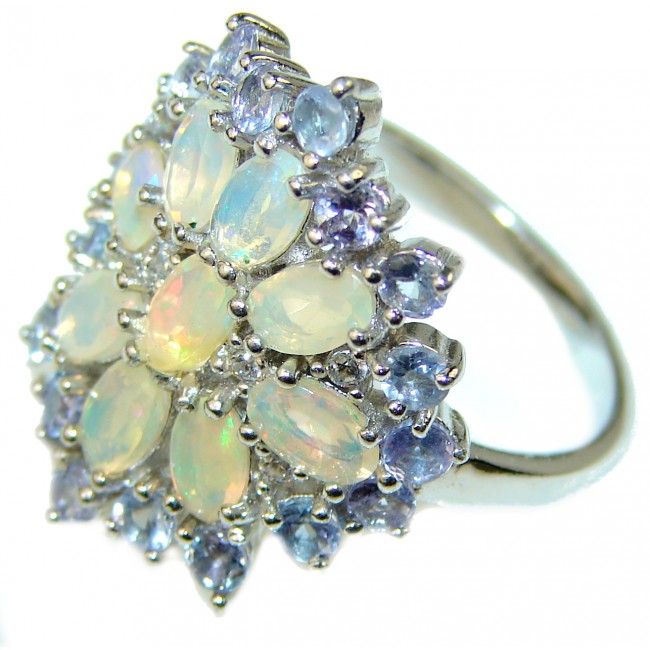 New Revolution Genuine 8.5 carat Ethiopian Opal Sapphire .925 Sterling Silver handmade Ring size 8