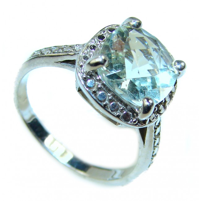 Natural Green Amethyst .925 Sterling Silver ring size 7