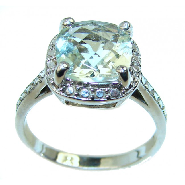 Natural Green Amethyst .925 Sterling Silver ring size 7