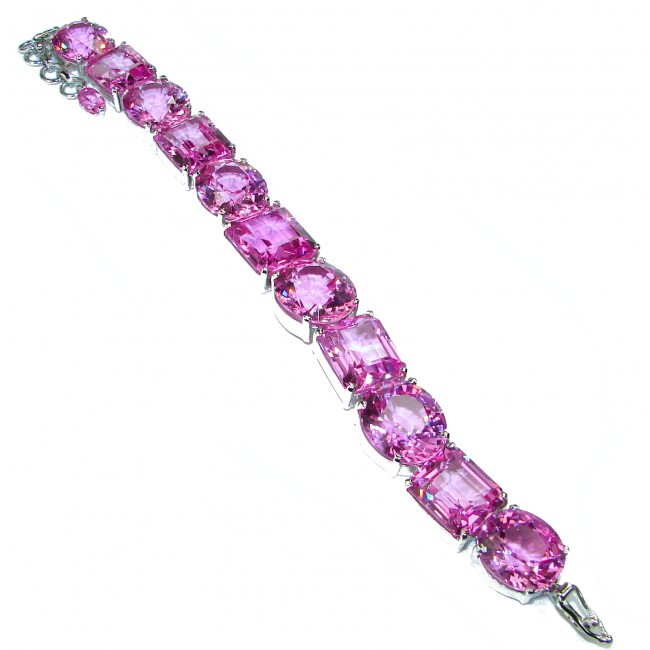Mesmerizing Hot Pink Topaz .925 Sterling Silver handmade Bracelet