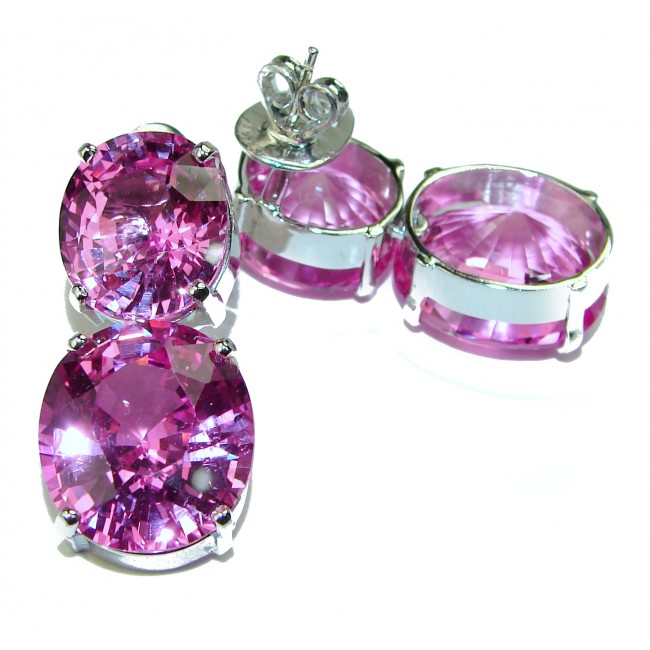 Mesmerizing Hot Pink Topaz .925 Sterling Silver handcrafted earrings
