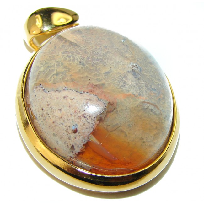 Bonfire Night Natural Mexican Fire Opal 14K Gold over .925 Sterling Silver handmade Pendant
