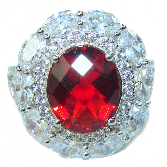 Authentic volcanic Red Helenite .925 Sterling Silver ring s. 7 1/4