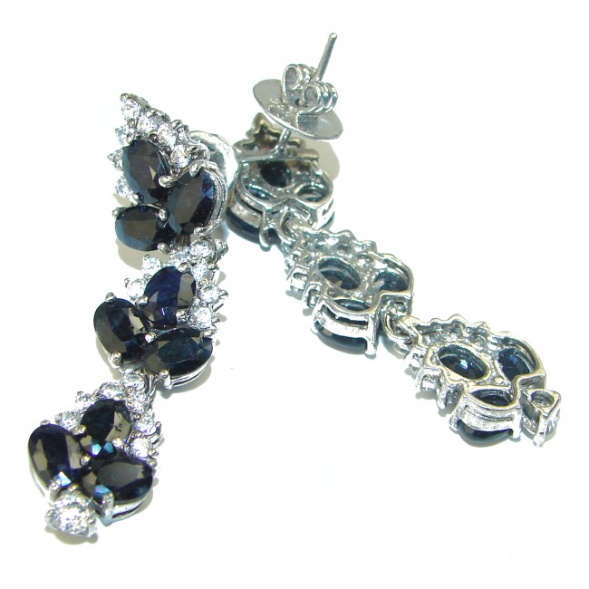 Magnificent Jewel Sapphire .925 Sterling Silver handcrafted incredible Statement earrings