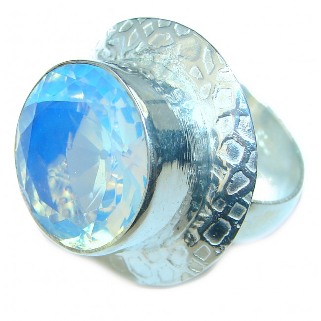 LARGE Great Beauty Opalite Sterling Silver ring s. 8 1/4