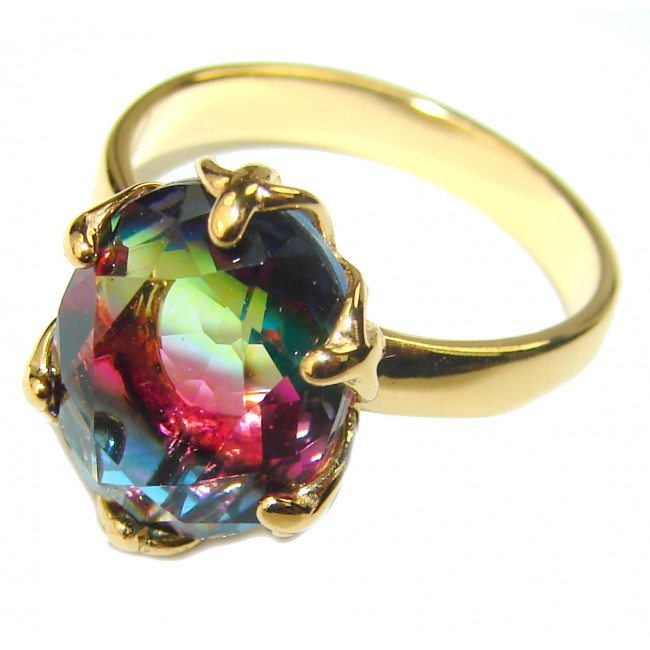 9.2 carat Brazilian Tourmaline 18K Gold over .925 Sterling Silver Perfectly handcrafted Ring s. 6 1/4