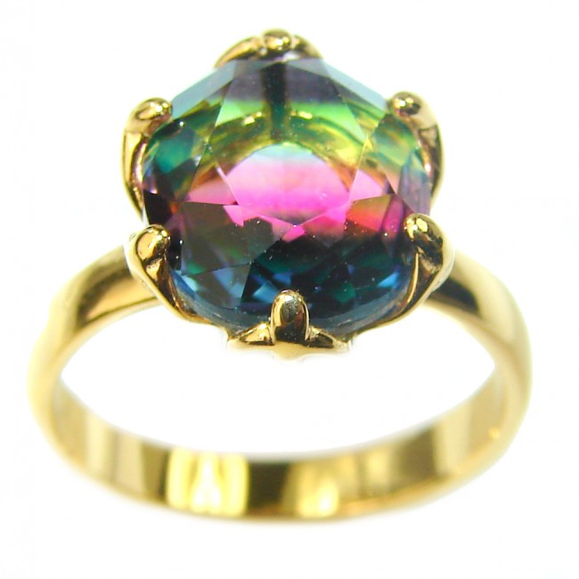 9.2 carat Brazilian Tourmaline 18K Gold over .925 Sterling Silver Perfectly handcrafted Ring s. 6 1/4