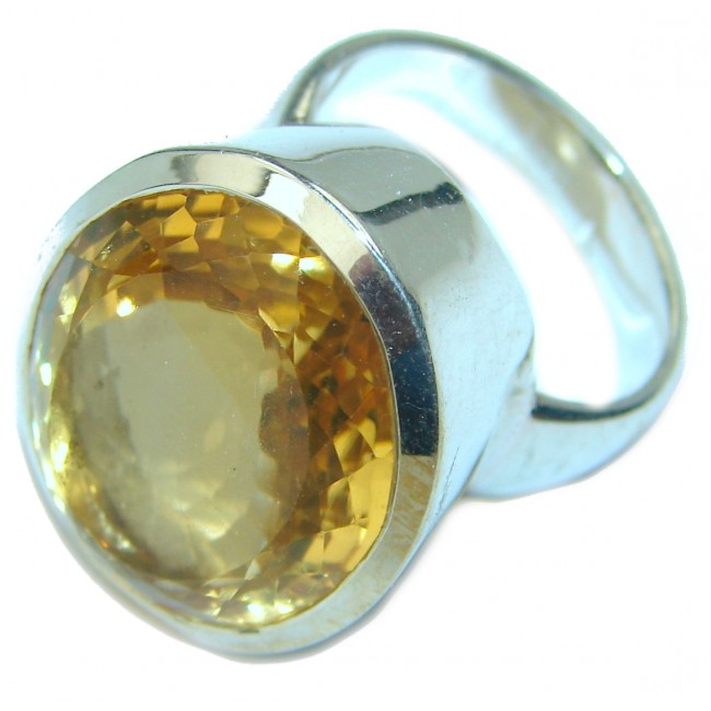 Authentic Citrine .925 Sterling Silver handmade Cocktail Ring s. 5