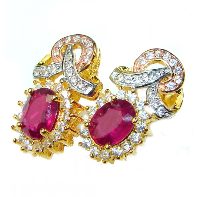 Very Unique Ruby 14K Gold over .925 Sterling Silver handcrafted earrings