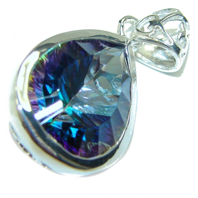 18.5 carat oval cut Mystic Topaz .925 Sterling Silver handcrafted Pendant