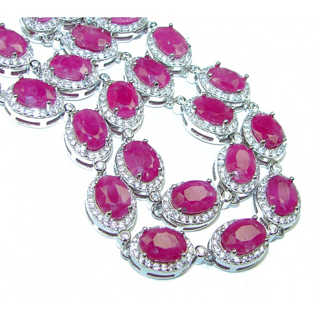 Luxurious authentic Ruby .925 Sterling Silver handcrafted necklace