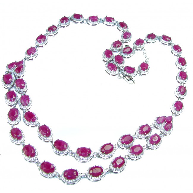 Luxurious authentic Ruby .925 Sterling Silver handcrafted necklace