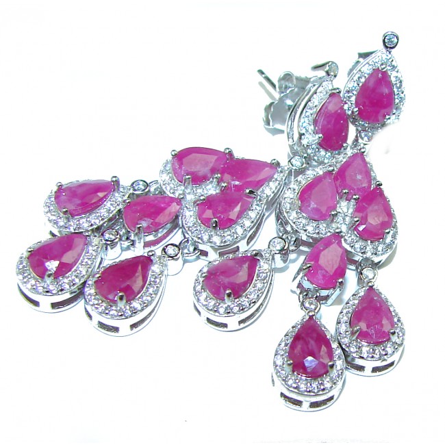Very Unique Ruby .925 Sterling Silver handcrafted earrings