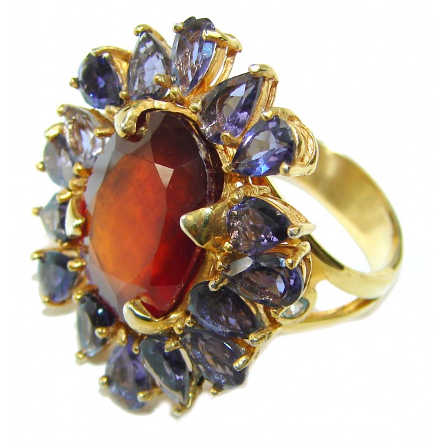 Exceptional Quality Authentic Ruby Iolite 18K Gold over .925 Sterling Silver handcrafted Ring size 8